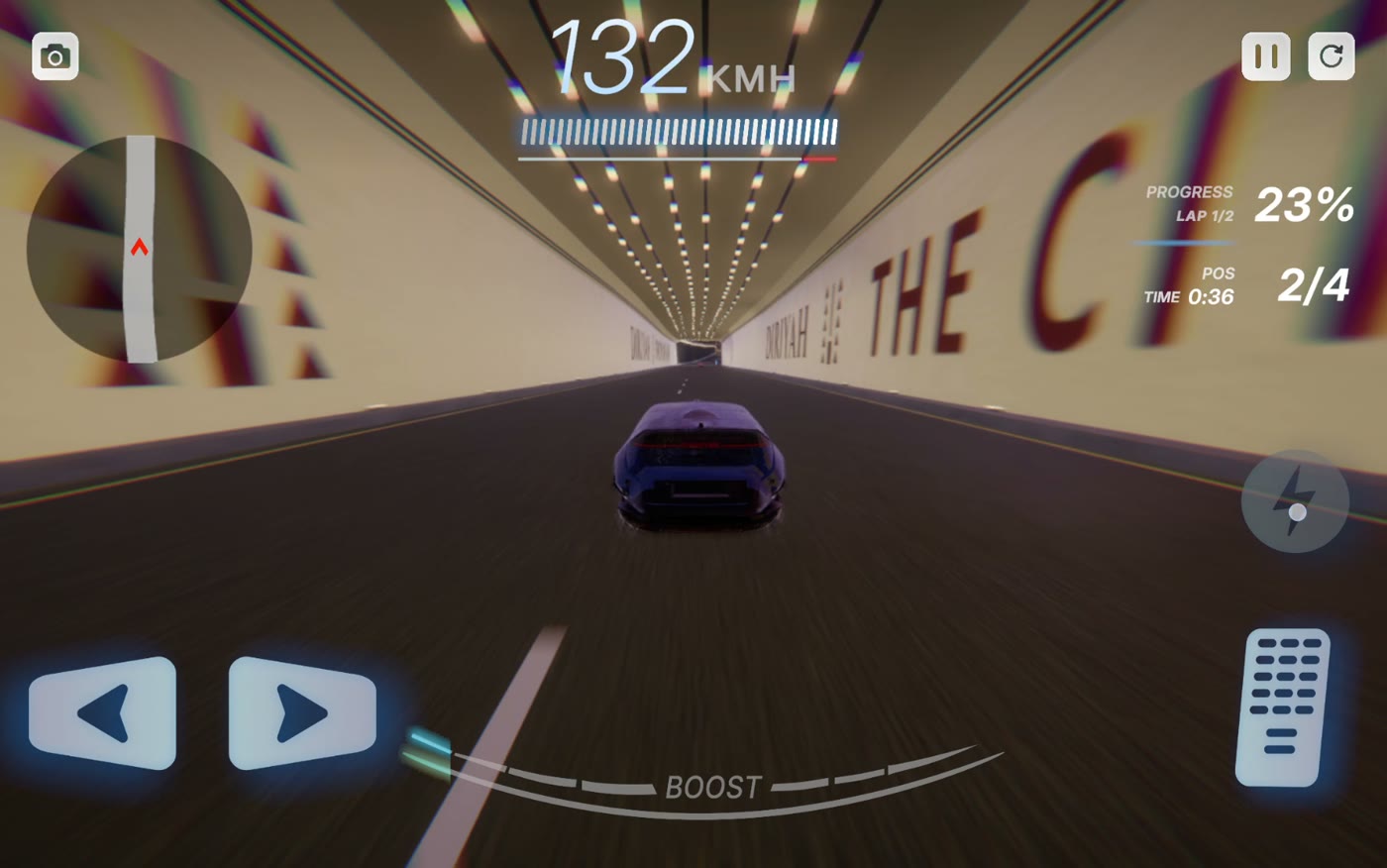 Spark Pursuit gameplay on a floodlit desert circuit